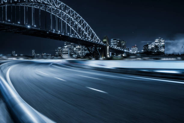 夜、オーストラリアのシドニー ハーバー ブリッジ - sydney australia australia sydney harbor sydney harbor bridge ストックフォトと画像