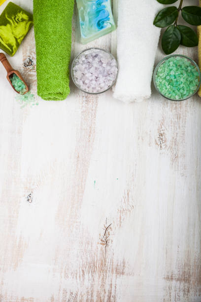 istock Spa treatments on a wooden table. 906612140