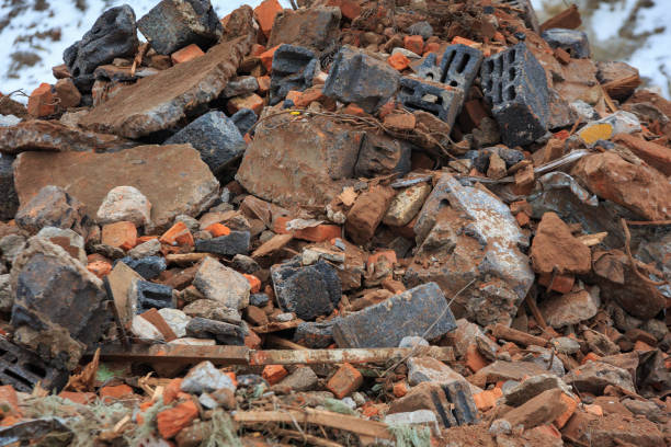 istock A pile of construction debris is broken brick and concrete. 906612574