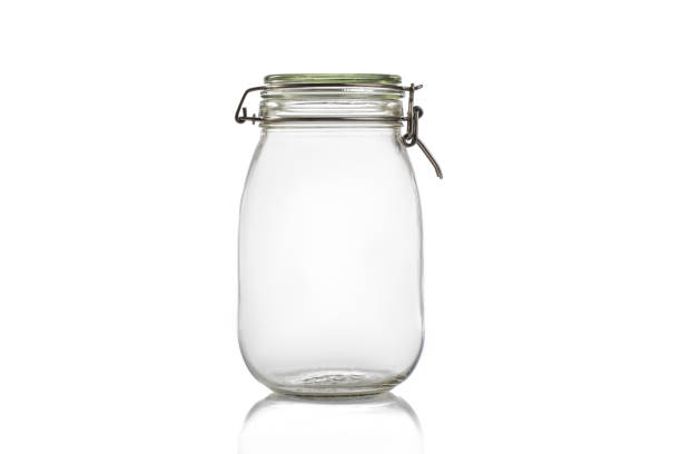 istock Empty liter glass jar isolated on white background 906614914