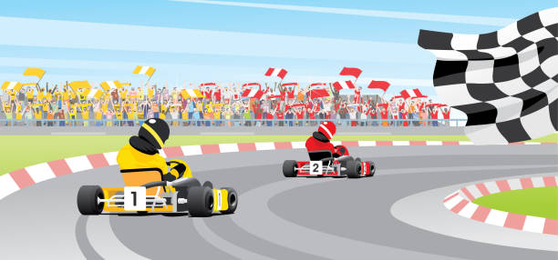 преследование - sport go cart go carting sports race stock illustrations