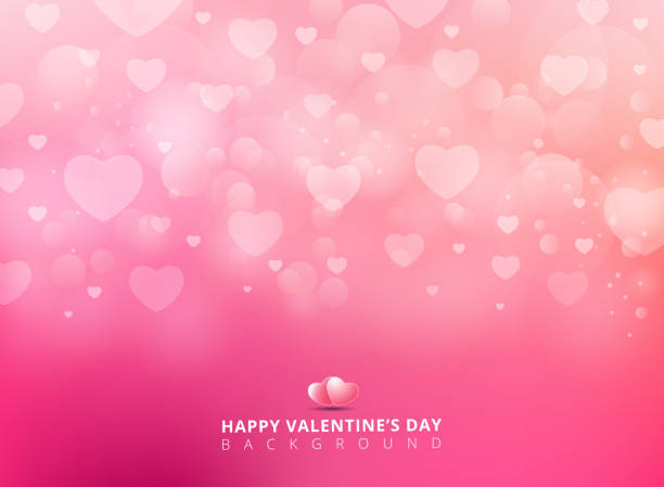 분홍색 배경에 마음 bokeh 빛나는과 해피 발렌타인 하루. 벡터 일러스트입니다. - heart shape valentines day love backgrounds stock illustrations