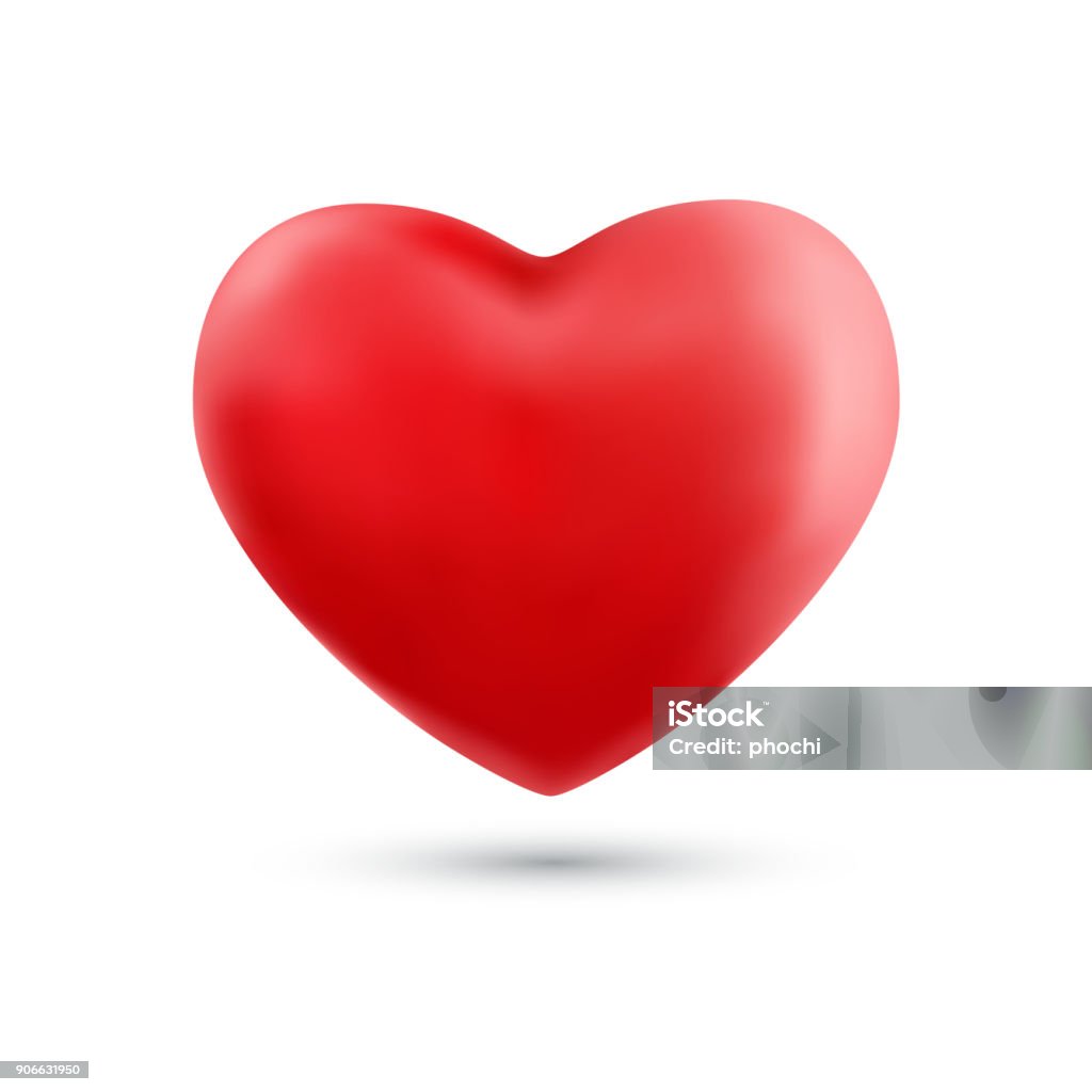 Happy Valentines Day mit Symbol 3d rotes Herz Ballon isoliert auf weißem Hintergrund. - Lizenzfrei Herz - Anatomiebegriff Vektorgrafik