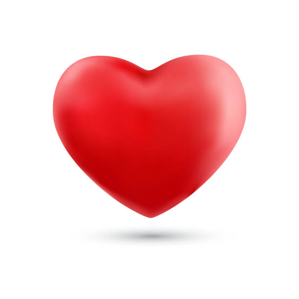 happy valentines day mit symbol 3d rotes herz ballon isoliert auf weißem hintergrund. - herzen stock-grafiken, -clipart, -cartoons und -symbole