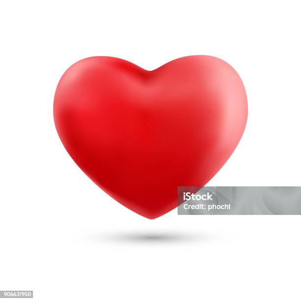 Happy Valentines Day Mit Symbol 3d Rotes Herz Ballon Isoliert Auf Weißem Hintergrund Stock Vektor Art und mehr Bilder von Herz - Anatomiebegriff