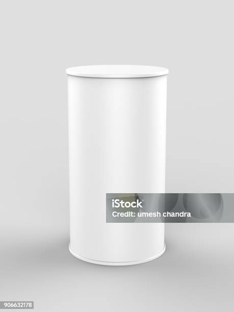 White Blank Mini Pop Up Exhibition Counter 3d Render Illustration Stock Photo - Download Image Now