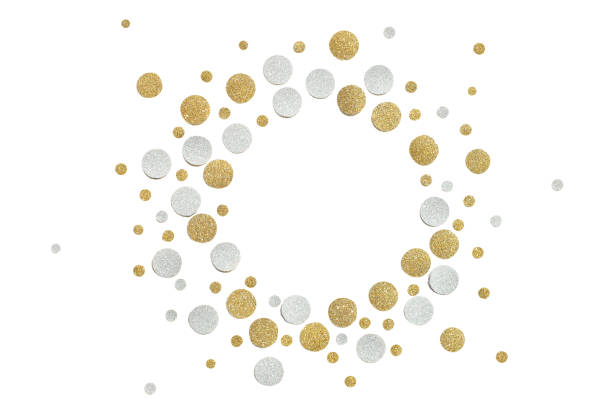 istock Gold and silver glitter circle paper cut on white background 906635404