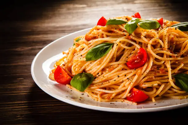 Pasta with meat and vegetables