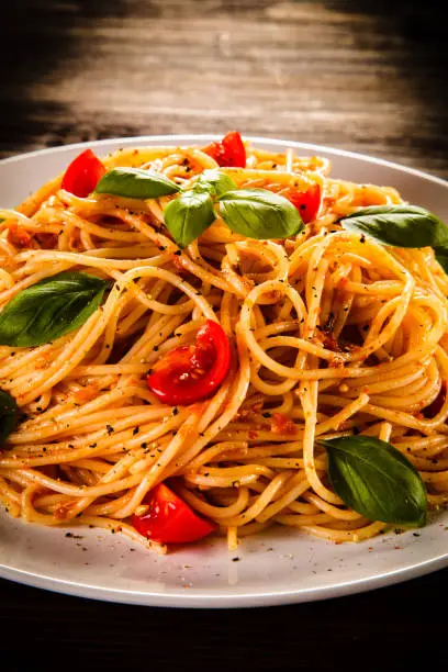 Pasta with meat and vegetables