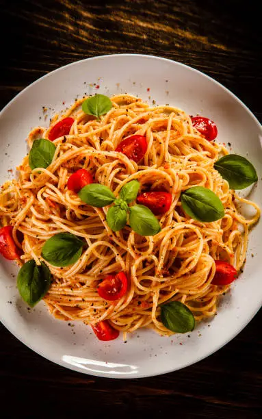 Pasta with meat and vegetables