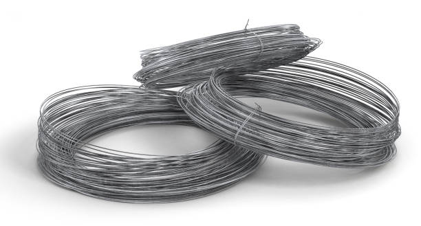 istock Rolls of metal wire isolated on white. 3d illustration 906641600