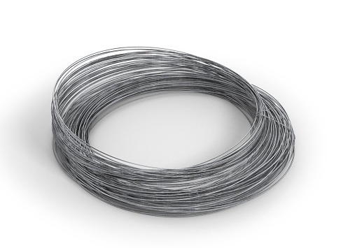 Rolls of metal wire isolated on white. 3d illustration