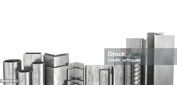 Rolled Metal Products Steel Profiles And Tubes 3d Illustration Stock Photo - Download Image Now