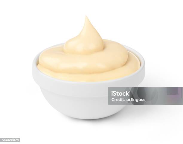 Mayonnaise Sauce In The Bowl Stock Photo - Download Image Now - Mayonnaise, Cooking Pan, Cut Out