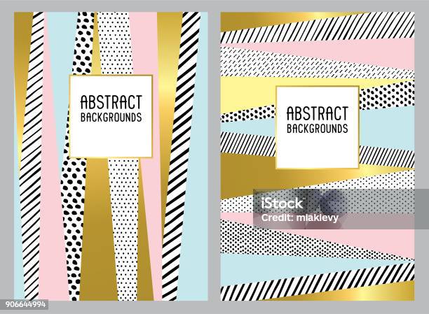 Hand Drawn Trendy Abstract Backgrounds Stock Illustration - Download Image Now - Pattern, Multi Colored, Backgrounds