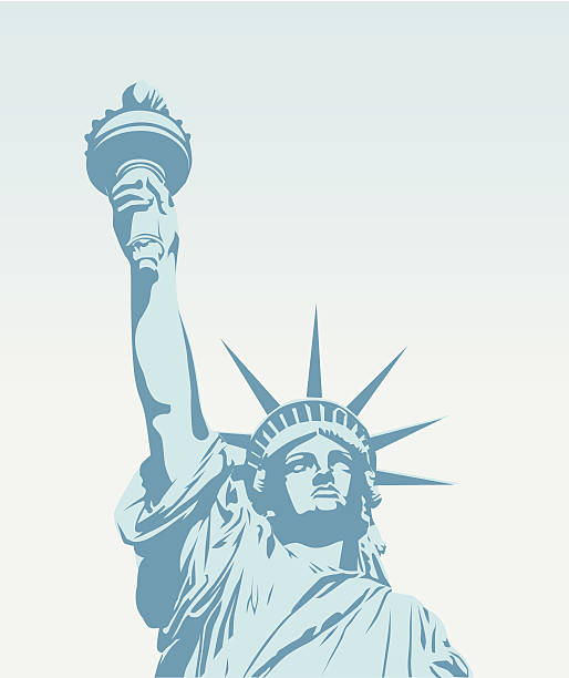 자유의 여신��상-벡터 - crown liberty statue stock illustrations