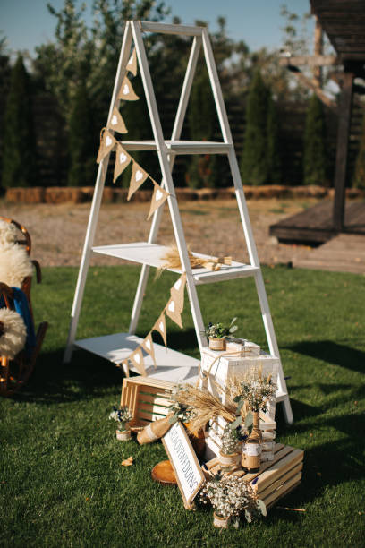 istock Closeup shot of the rustic wedding decoration elements  at daylight 906648340