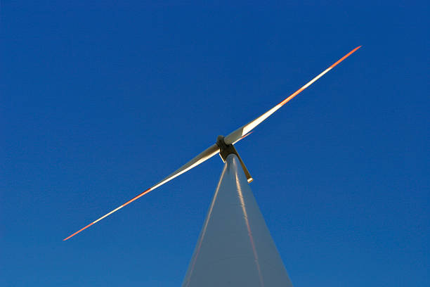 Windpower worm's-eye view of a wind turbine floating electric generator stock pictures, royalty-free photos & images