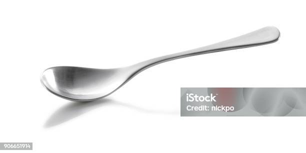 Spoon Closeup Isolated On White Background Stock Photo - Download Image Now - White Background, Cut Out, Metal