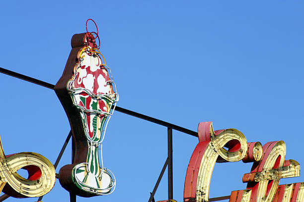ice cream sign Section of a neon ice cream sign. neon sign ice cream stock pictures, royalty-free photos & images