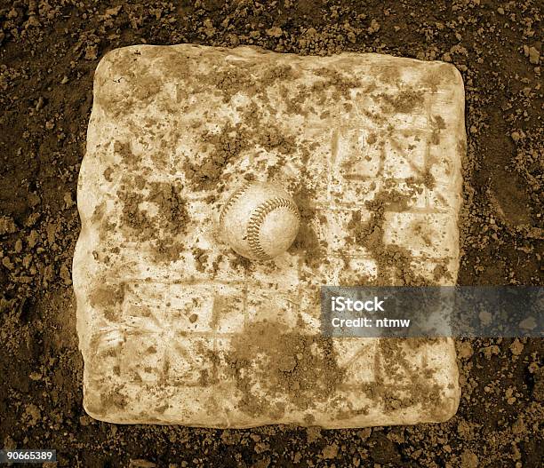 Baseball Base Ball Sepia Stock Photo - Download Image Now - Base - Sports Equipment, Baseball - Ball, Baseball - Sport