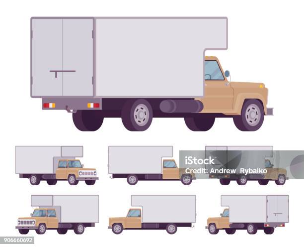 Beige Lkw Set Stock Vektor Art und mehr Bilder von Anhänger - Anhänger, Arbeiten, Ausrüstung und Geräte