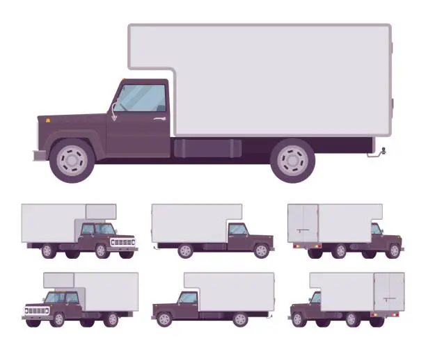 Vector illustration of Black truck set