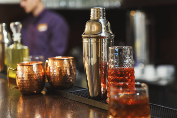 istock Creative alcoholic cocktails assortment on bar 906677230