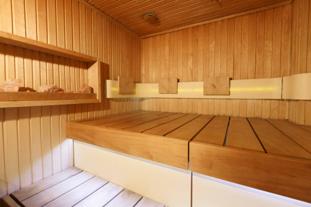 istock Interior of wooden sauna 906679352