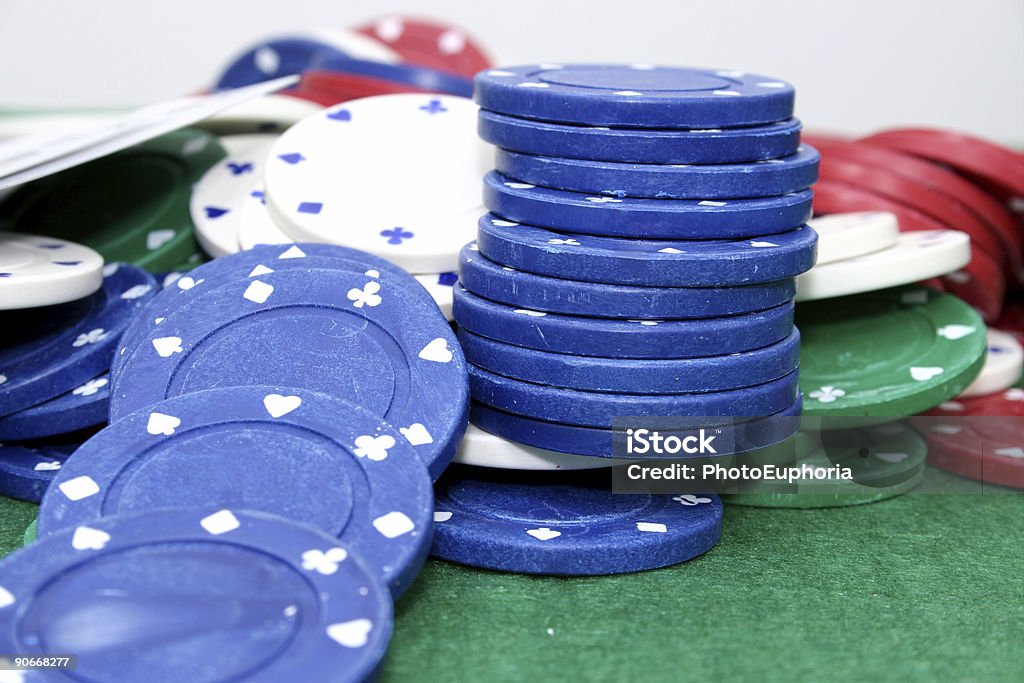 Poker Chips 01  Blue Stock Photo