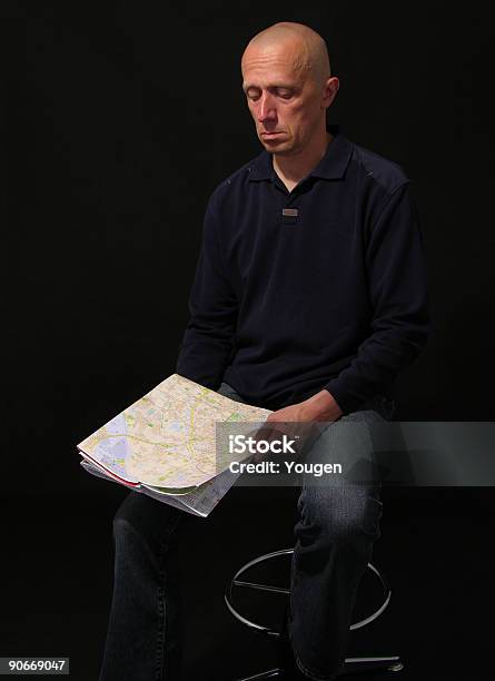 The Man Has Thought Of A Map Stock Photo - Download Image Now - Adult, Arranging, Black Color