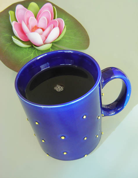 Blue tea mug stock photo