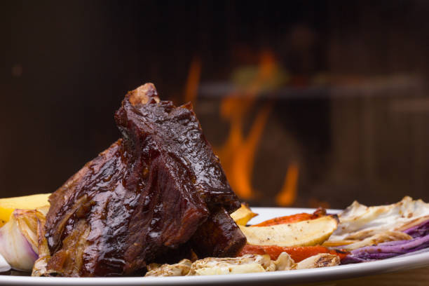 Flat rib with veggies. stock photo