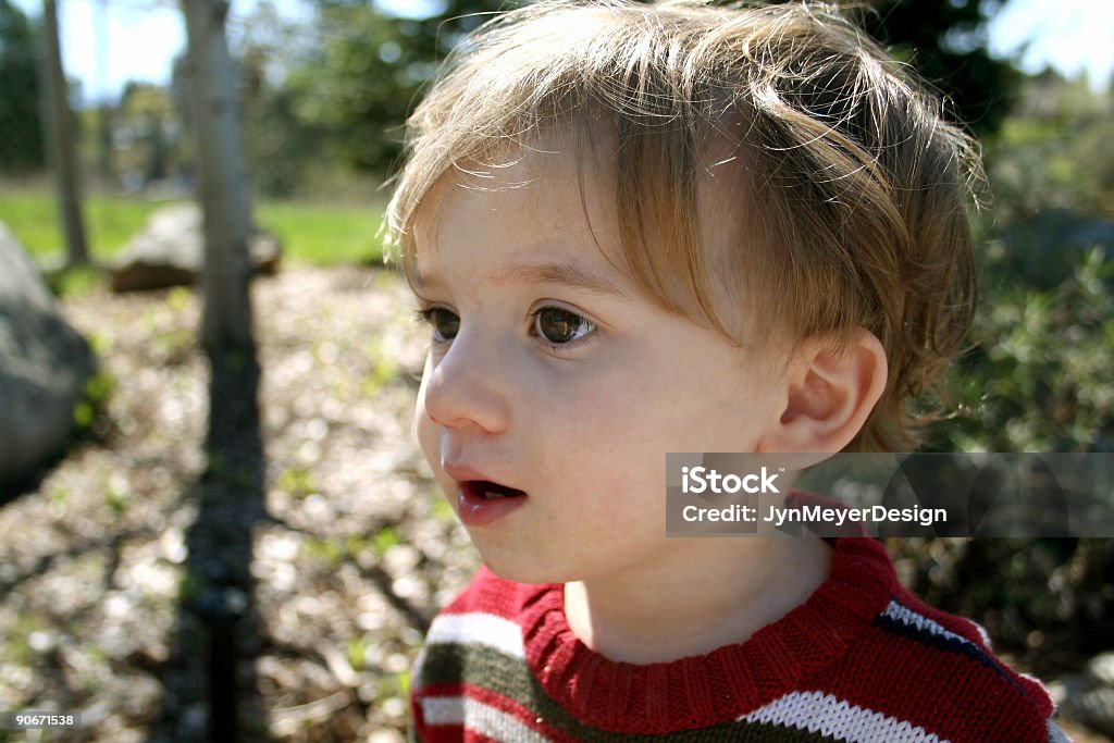 Curiouse Child Little boy curiousely looks off into the distance. Baby - Human Age Stock Photo