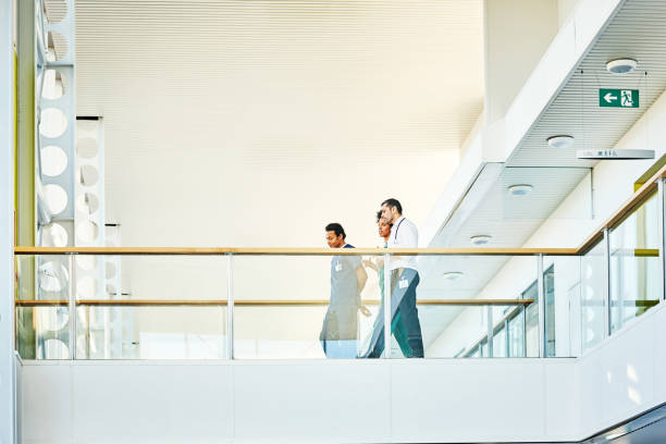 Medical staff in modern hospital building