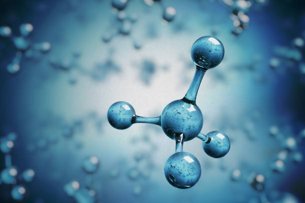 concetto scientifico. molecole di metano o ammonio. illustrazione renderizzati in 3d. - atom molecule molecular structure chemistry foto e immagini stock