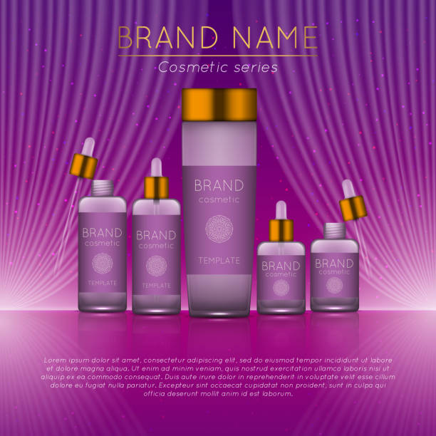 istock 3D realistic cosmetic bottle ads template. Cosmetic brand advertising concept design with wavy light abstract background 906723214