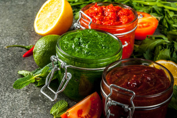 istock Set of three indian chutney 906723632
