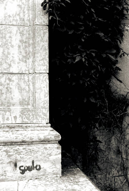graffiti su pilastri in marmo - canada manitoba university winnipeg foto e immagini stock