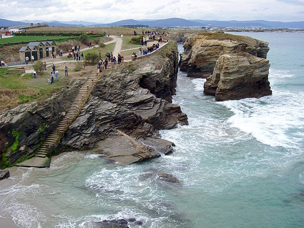 Ribadeo bridge viewpoint over Eo river from Galicia in Spain