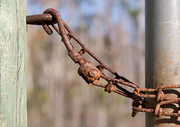 Chain and Hook for Fence Gate: Horizontal stock photo