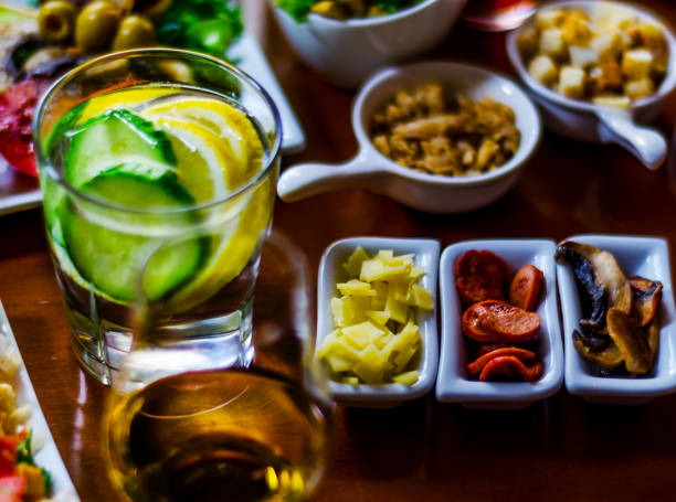 istock Set with different appetizers in small portions, healthy and delicious snacks 906730774
