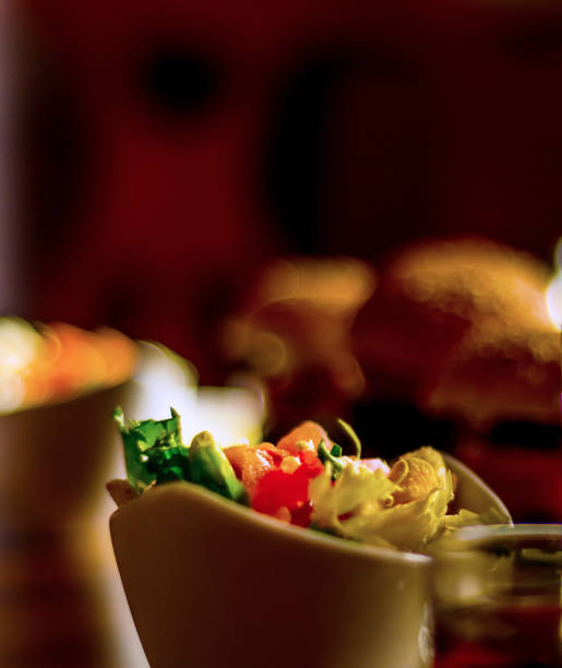Set with different appetizers in small portions, healthy and delicious snacks