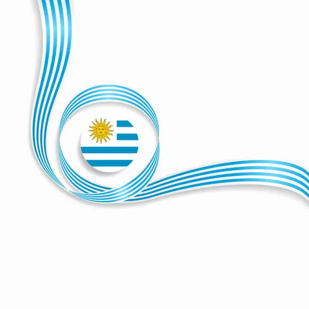 Vector illustration of Uruguayan wavy flag background. Vector illustration.
