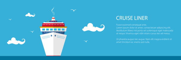 유람선, 배너의 전면 보기 - cruise ship cruise travel water stock illustrations