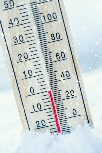 istock Thermometer on snow shows low temperatures zero. Low temperatures in degrees Celsius and fahrenheit. Cold winter weather twenty zero 906740660