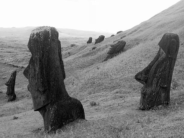 istock Easter Island - moais from Rano Raraku (bw) 90675000