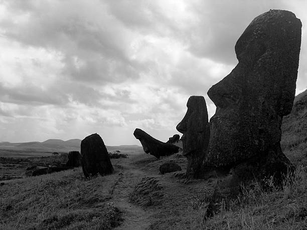 istock Easter Island - moais from Rano Raraku (bw) 90675004
