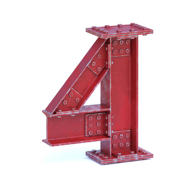 istock Steel I beam font 3d rendering number 4 906762158