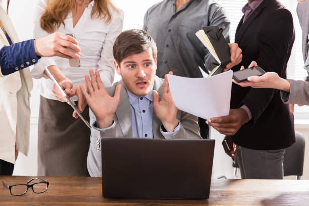 istock Scared Young Businessman In Office 906762610
